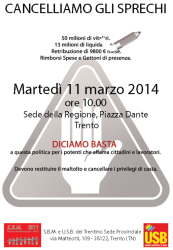 Presidio: contro i privilegi, per il lavoro @ Trento, piazza Dante | Trento | Trentino-Alto Adige | Italia